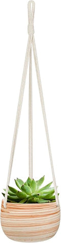 Mkono Ceramic Hanging Planter Macrame Plant Holder 5 Inch Cute Succulent Cactus by Mkono