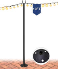 10FT String Light Pole for The Outdoor, Heavy Duty Metal Lighting Stand Pole by Eazielife