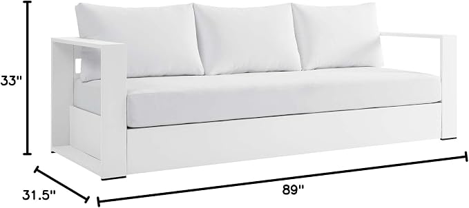 Modway Tahoe Aluminum Outdoor Patio Sofa in White White - Image 3