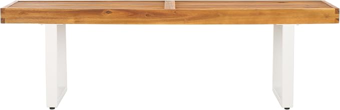 SAFAVIEH Outdoor Collection Monti Natural/White Solid Wood Bench by SAFAVIEH