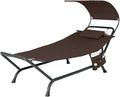 Giantex Hanging Hammock with Stand, Patio Hanging Chaise Lounge Chair w/Canopy by Giantex