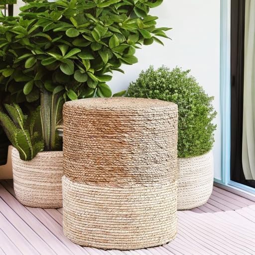 Wimarsbon Ottoman Poufs, 100% Natural Seagrass Pouffe, Hand Weave Round - Image 6