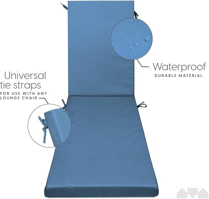 Milliard Memory Foam Outdoor Chaise Lounge Lawn Chair Cushion, - Image 3