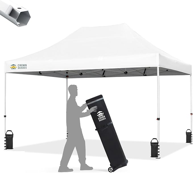 CROWN SHADES 10x15 Pop Up Canopy Tent, Thicken Frame Commercial Heavy Duty Tent by CrownShades