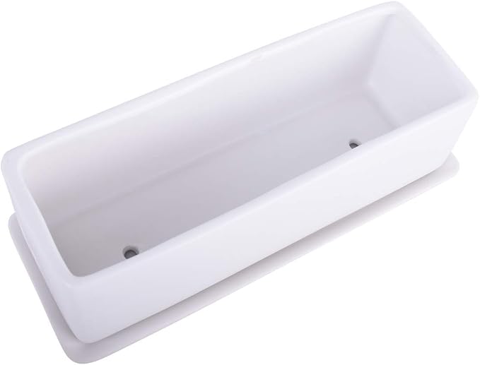 Vencer 12 Inch Rectangular Modern Minimalist Ceramic Succulent Planter Pot - Image 5