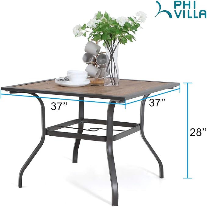 PHI VILLA Patio Dining Table for Outside, Premium PVC Table Top - Image 2