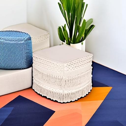 REDEARTH · UNSTUFFED Pouf Ottoman Cover Boho Textured Storage Cube Poof - Image 6