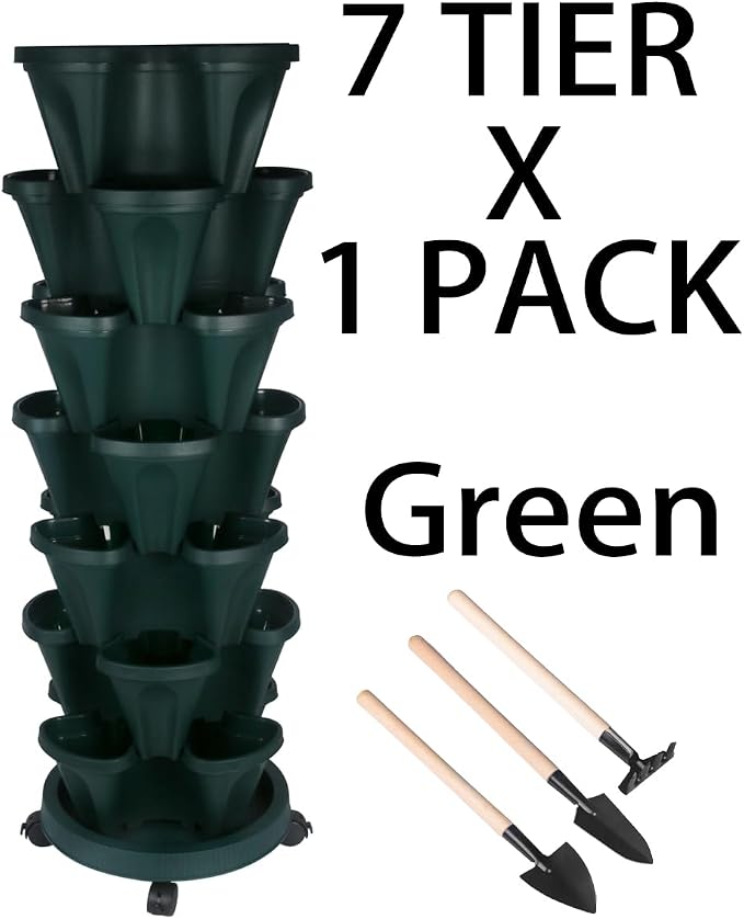 GameXcel Vertical Planter 7 Tier Stackable Planters Garden Planters Strawberry - Image 9