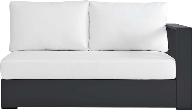 Modway Tahoe Aluminum Modular Right-Facing Outdoor Patio Loveseat in Gray White - Image 6
