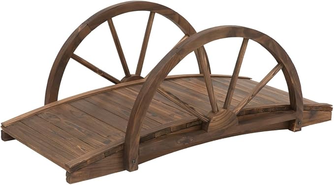 3.3ft Arched Wooden Garden Bridge by Piler
