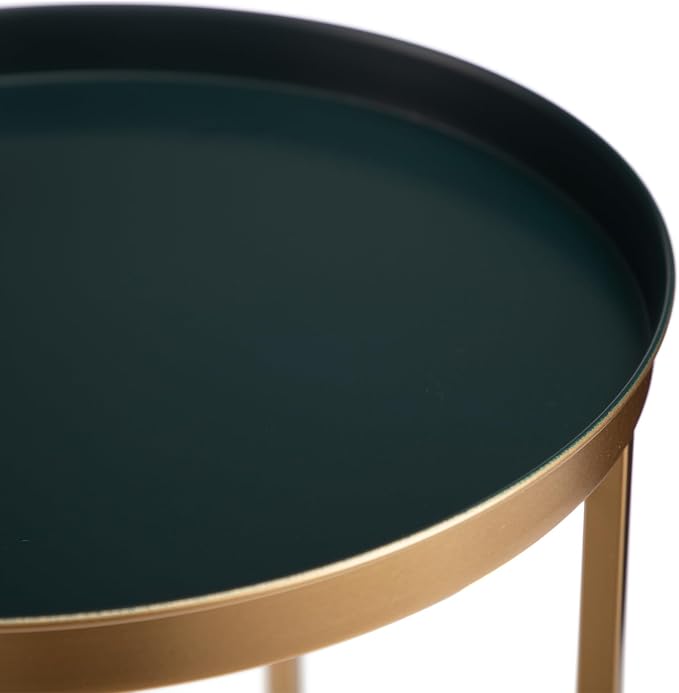 HollyHOME Small Round Metal Waterproof End Table, Accent Indoor&Outdoor Coffee - Image 6