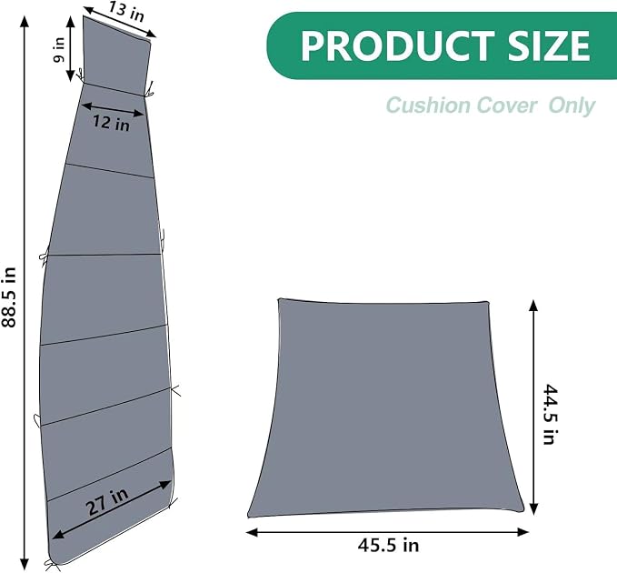 Hammock Umbrella-Lounge Chair Swing Cushion Cover Outside, Machine Washable - Image 3