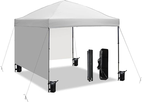10x10 Pop Up Canopy Tent with 2 Sidewalls, Easy Up Canopy Outdoor Party Sun by AERGERGER