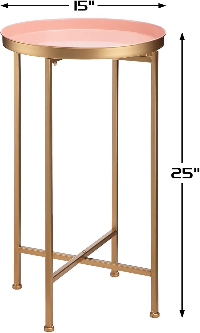 HollyHOME Small Round Metal End Table, Accent Indoor&Outdoor Coffee Side Table - Image 3