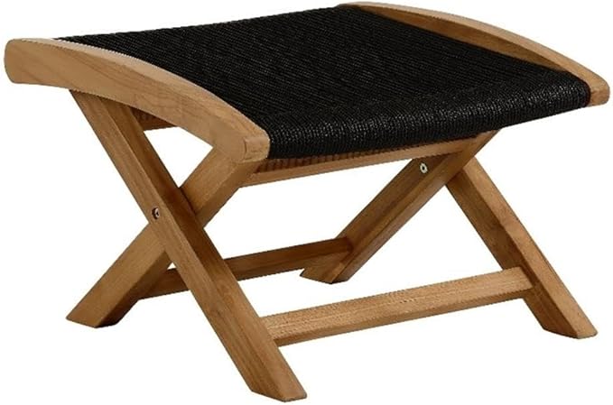 Modway Vienna Outdoor Patio Teak Wood Folding Ottoman in Natural Black by Modway