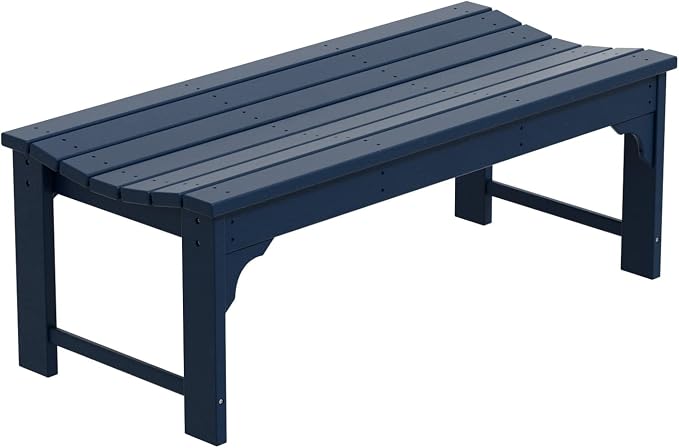 WO Home Furniture Outdoor 46" Backless HDPE Adirondack Bench, Poly Lumber Seat - Image 4