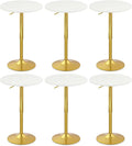 CLATINA Round Bar Pub Tables Set of 6, 360° Swivel High Top Cocktail Table by CLATINA