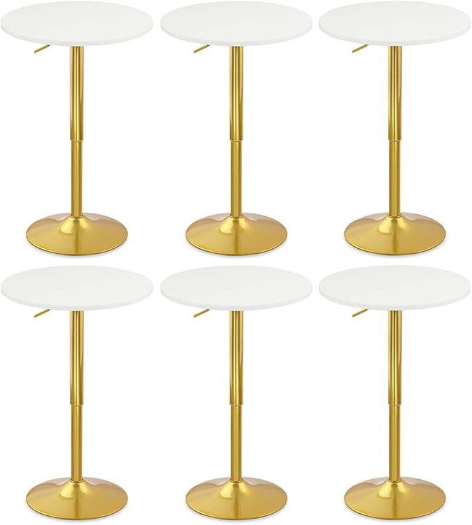 CLATINA Round Bar Pub Tables Set of 6, 360° Swivel High Top Cocktail Table by CLATINA