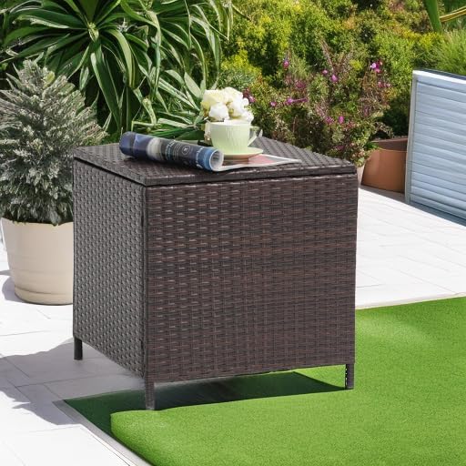 Verano Garden Outdoor Wicker Side Table, Small Storage Rattan Wicker End Table - Image 6