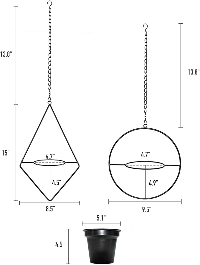Metal Hanging Planters, Modern Plant Hanger - Image 4