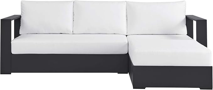 Modway Tahoe Modular Aluminum 2-Piece Outdoor Patio Furniture Gray White - Image 4