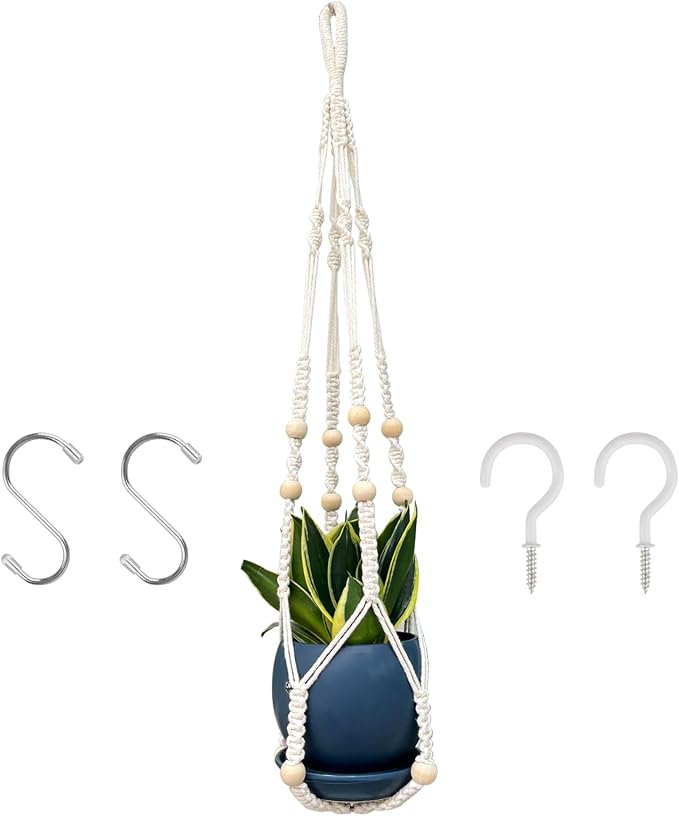 RIFNY Macrame Plant Hanger Indoor, 35 Inch Hanging Plant Holder by RIFNY