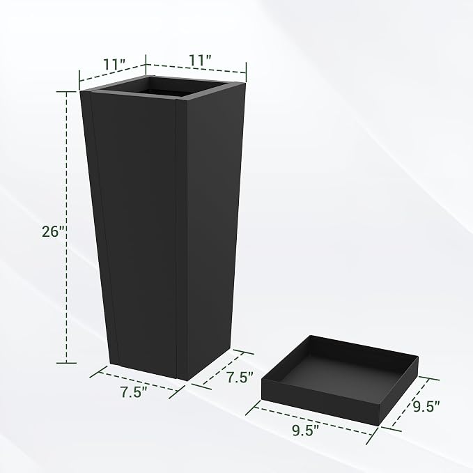Tall Outdoor Planters Set of 2, 26 inch Tall Planters - Image 2