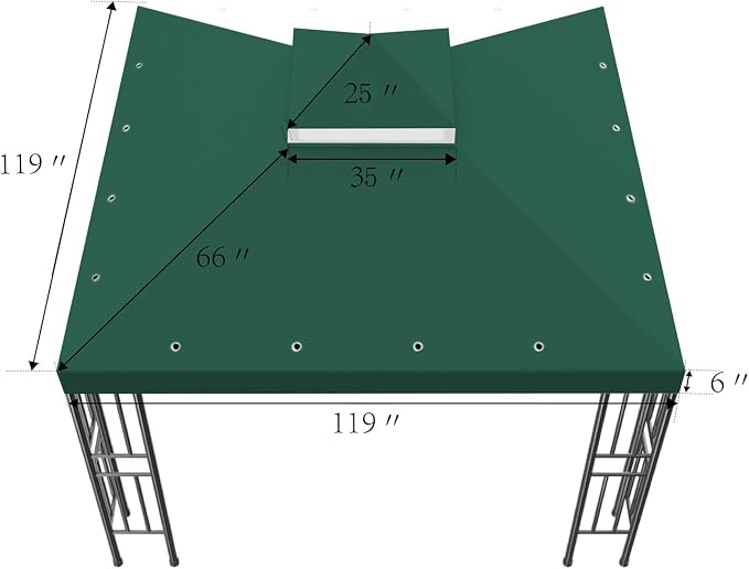 Sumfaller 10x10 FT Gazebo Replacement Canopy Top Double Tiered Canopy Top - Image 6