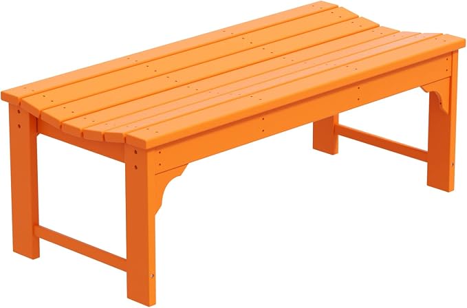 WO Home Furniture Outdoor 46" Backless HDPE Adirondack Bench, Poly Lumber Seat - Image 4