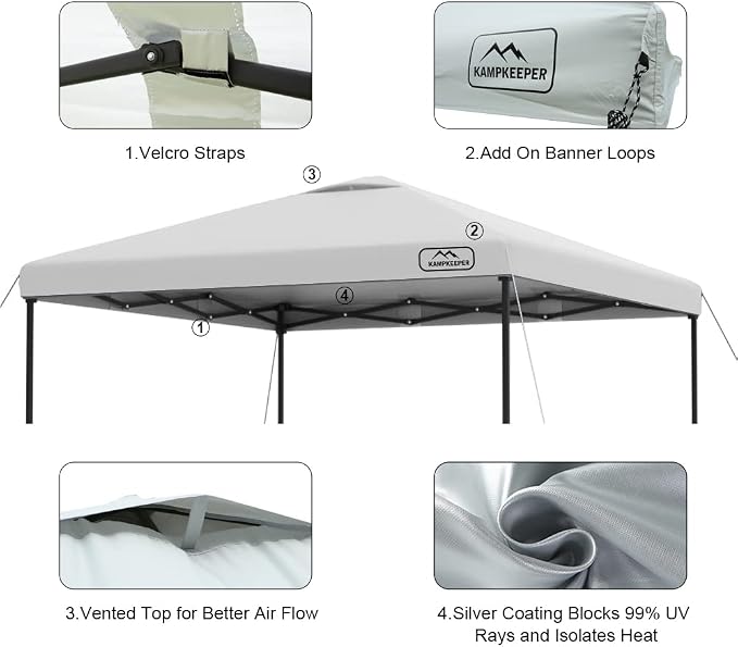 KAMPKEEPER Replacement Top Pop Up Canopy Tent Cover Roof - Image 4