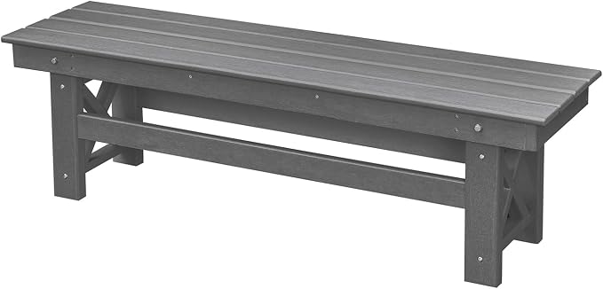 HDPE Outdoor Bench, Poly Lumber Adirondack Benches, Fade-Resistant HDPE Garden by SeeHill