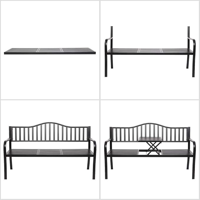 VINGLI 59" Outdoor Metal Bench Patio Bench - Image 6