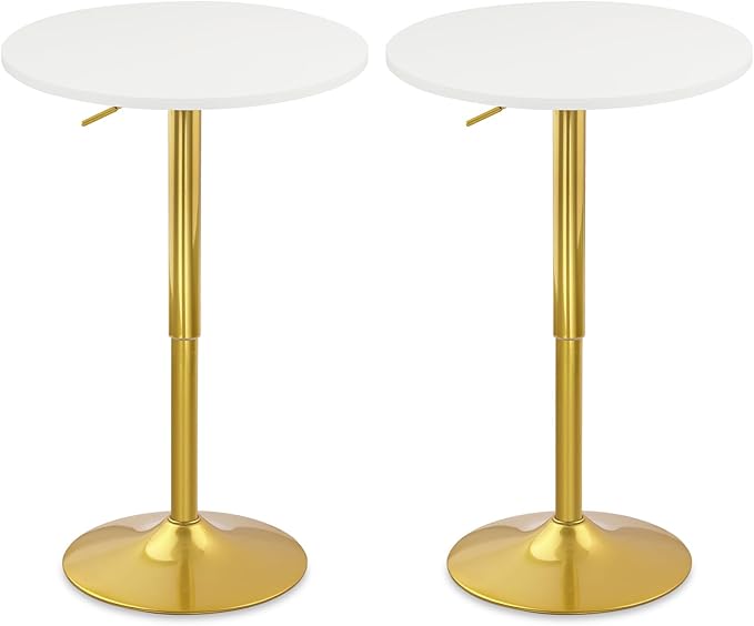 CLATINA Round Bar Pub Tables Set of 2, 360° Swivel High Top Cocktail Table by CLATINA