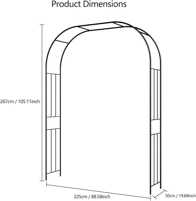 Heavy Duty Steel Garden Arch Arbor Trellis - Image 2