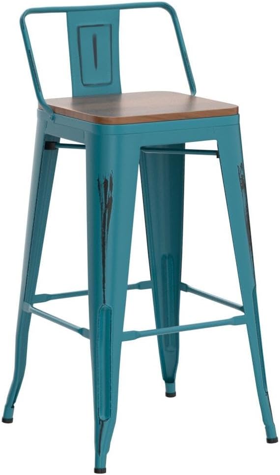 Andeworld Bar Stools Set of 4 Bar Height Stools Industrial Metal Barstools - Image 5