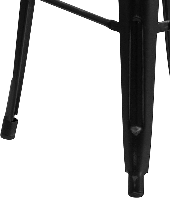 Flash Furniture Kai Commercial Grade 30" High Backless Distressed Black Metal - Image 5