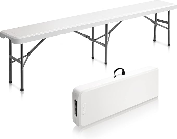 Outvita 6ft Folding Portable Bench, Waterproof Foldable Plastic Bench Seat by Outvita