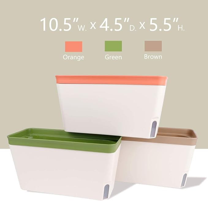 OurWarm Windowsill Herb Planter Box Indoor Set of 3, 10.5 Inch Self Watering - Image 4