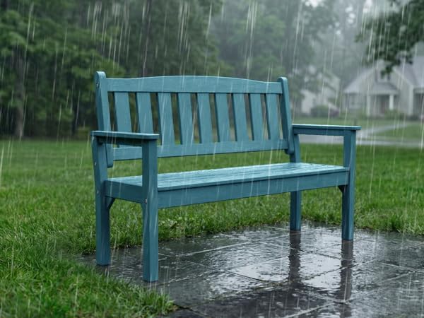 Psilvam 3-Person Outdoor Memorial Bench, All-Weather Poly Lumber Garden Bench - Image 7