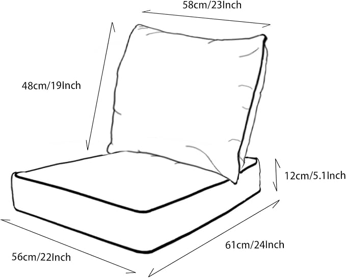 Goodgoods 22x24 inch Outdoor/Indoor Deep Seat Patio Cushions Set of 2 Resilient - Image 2