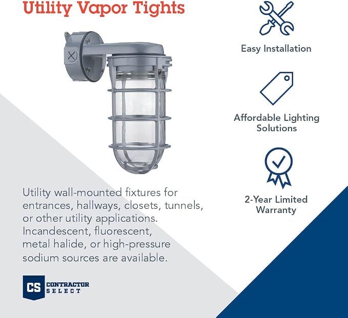Lithonia Lighting Jelly Jar Light Fixture, Incandescent Utility Vapor Tight - Image 2