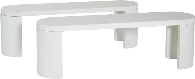 Christopher Knight Home Vex Set of 2 Concrete Outdoor Bench - Image 5