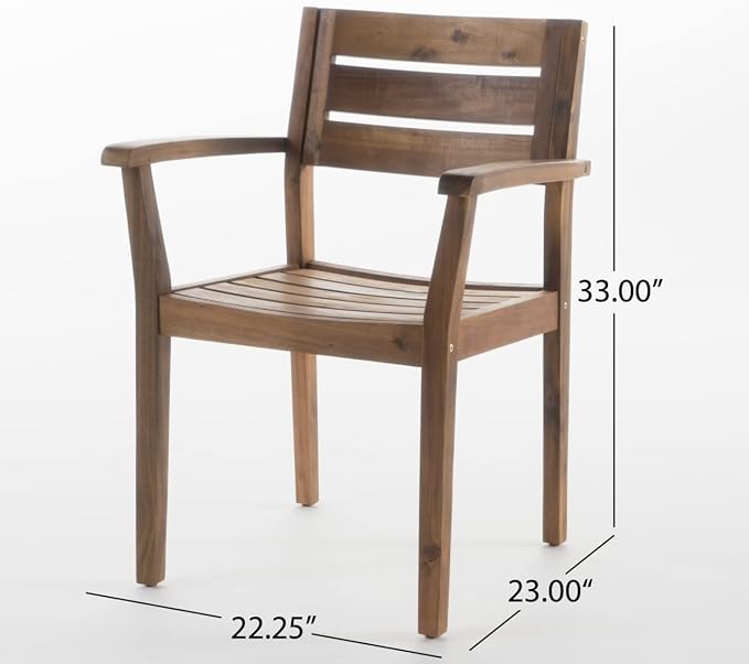 Christopher Knight Home Keth Outdoor 5 Piece Acacia Wood Dining Set, Teak Finish - Image 3
