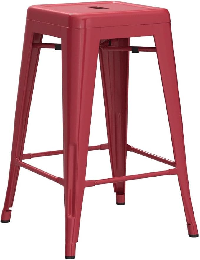 FDW Metal Bar Stools Set of 4 Counter Height Bar Stools 24 Inches Industrial - Image 5