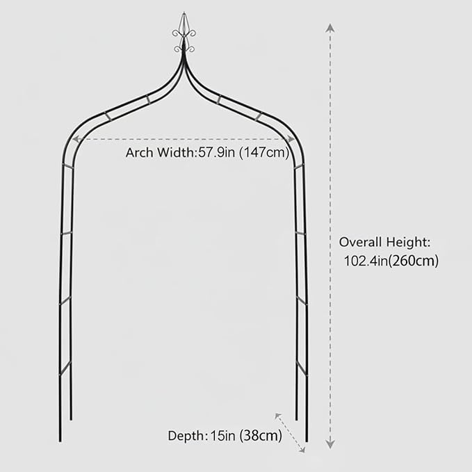 Thickened Metal Garden Arch, 16mm Pipe Diameter Heavy-Duty Gothic Garden Arbor - Image 4
