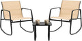 DUMOS 3 Piece Patio Rocking Furniture Set，Outdoor Patio Furniture Conversation by DumosLifestyle