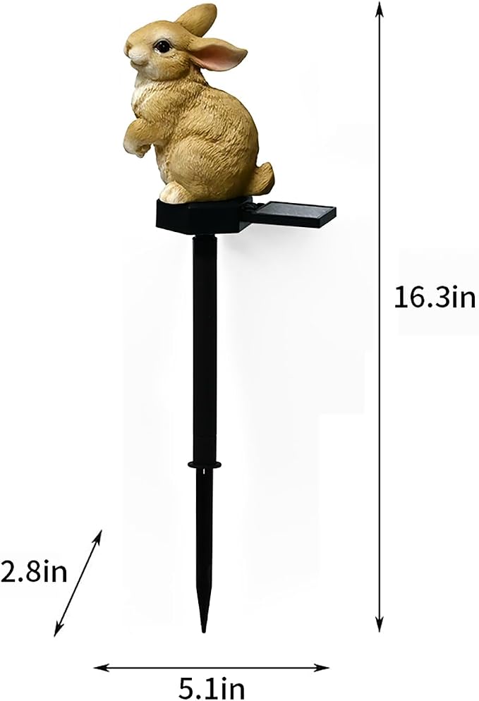 Bunny Garden Ornaments Rabbit Solar Decor Outdoor Statue Lawn Yard Decorations - Image 6