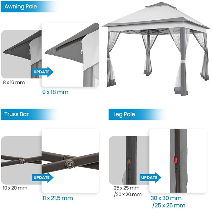Yaheetech 11x11 Pop Up Gazebo Outdoor Canopy Shelter, Instant Patio Gazebo Sun - Image 6