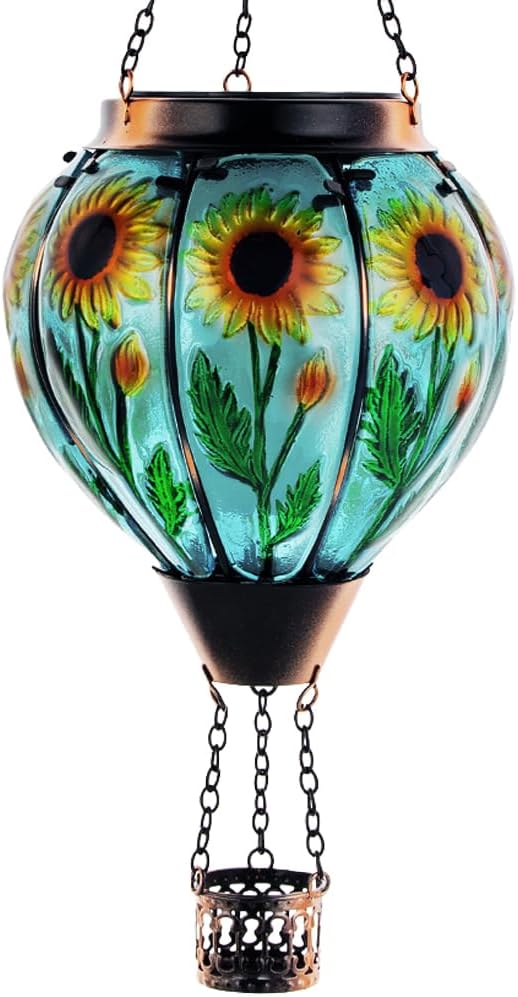 Starsoul Sunflower Hot Air Balloon Solar Lantern Glass Outdoor Hot Air Balloon by Starsoul