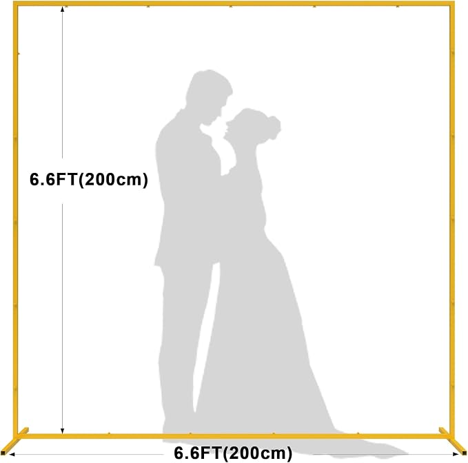 Wokceer Wedding Arch Backdrop Stand Square 6.6FTx6.6FT Gold Metal Balloon Arch - Image 2